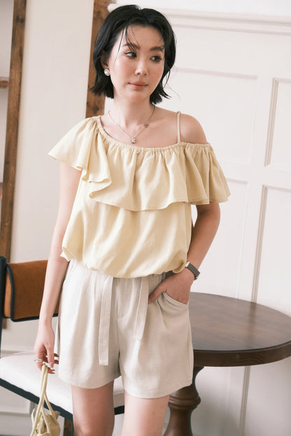 Audrey Ruffle Top in Yellow