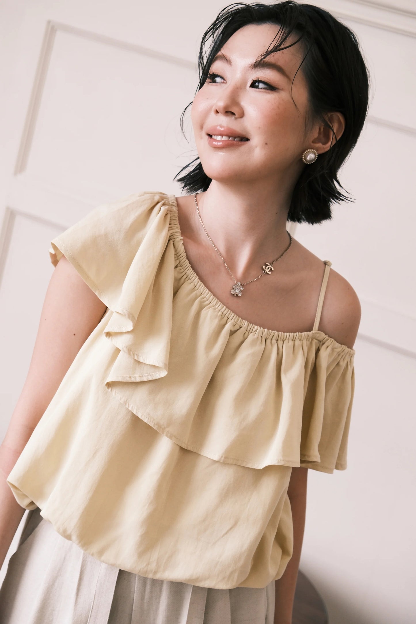 Audrey Ruffle Top in Yellow
