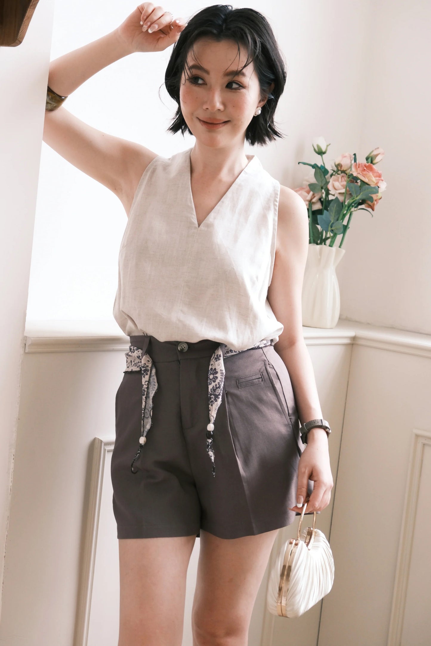 Sienna Tailored Shorts in Grey