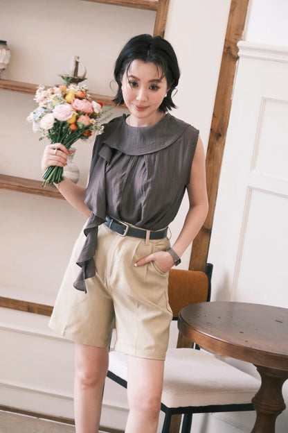 Eloise Ruffle Top in Coffee