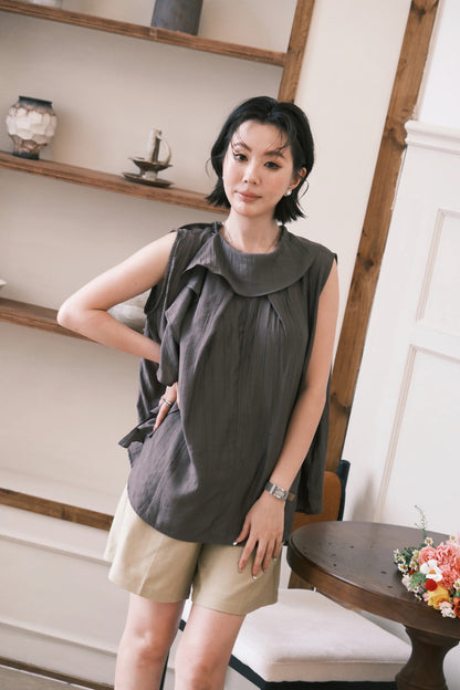 Eloise Ruffle Top in Coffee