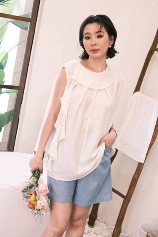 Eloise Ruffle Top in Cream
