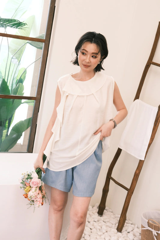 Eloise Ruffle Top in Cream