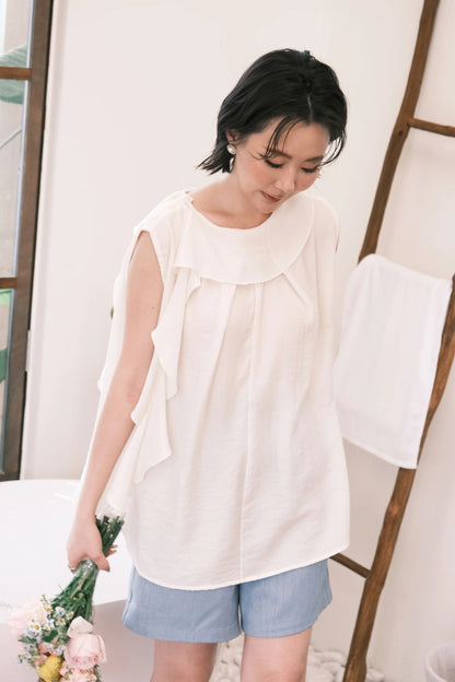 Eloise Ruffle Top in Cream