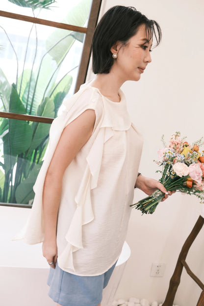 Eloise Ruffle Top in Cream