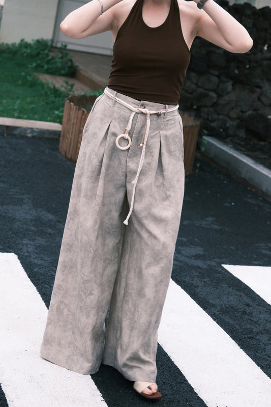 Sahara Marble Wide-Leg Pants in Cream