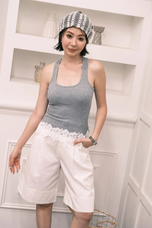 Ari Ribbed Tank in Grey