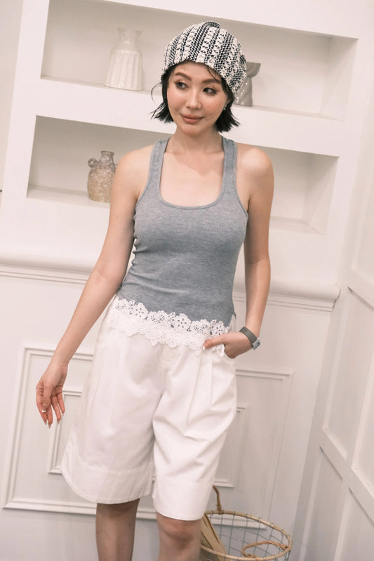 Ari Ribbed Tank in Grey