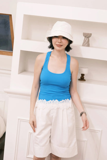 Ari Ribbed Tank in Blue
