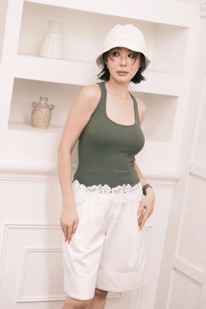 Ari Ribbed Tank in Green