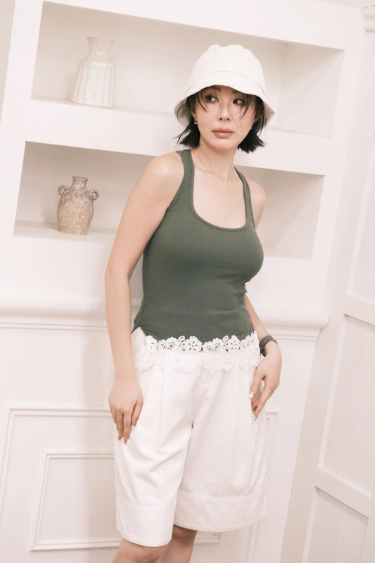 Ari Ribbed Tank in Green