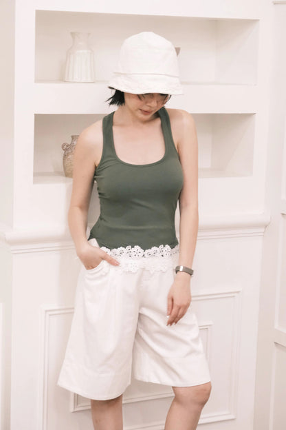 Ari Ribbed Tank in Green