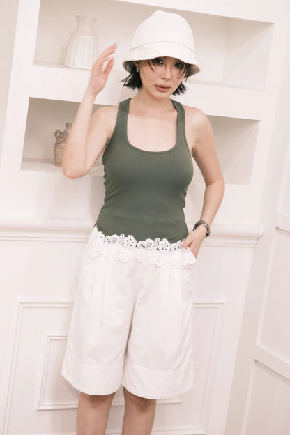 Ari Ribbed Tank in Green