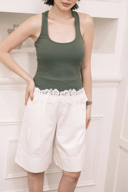 Ari Ribbed Tank in Green