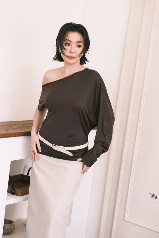 Soleil Asymmetrical Top in Coffee
