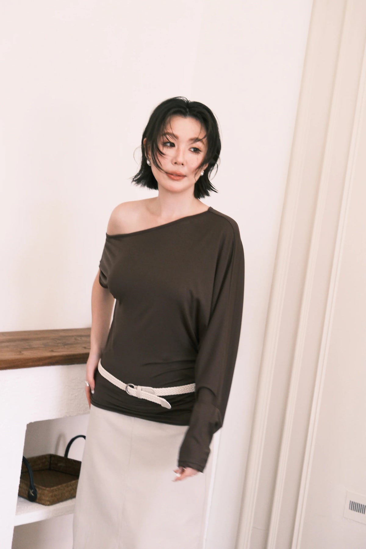 Soleil Asymmetrical Top in Coffee