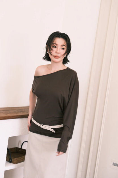Soleil Asymmetrical Top in Coffee