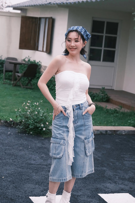 Rosalie Lace Tie Tube Top in White