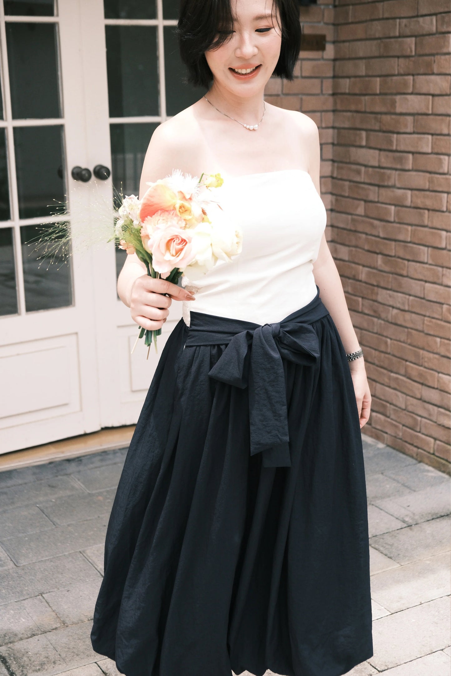 Elara Strapless Midi Dress