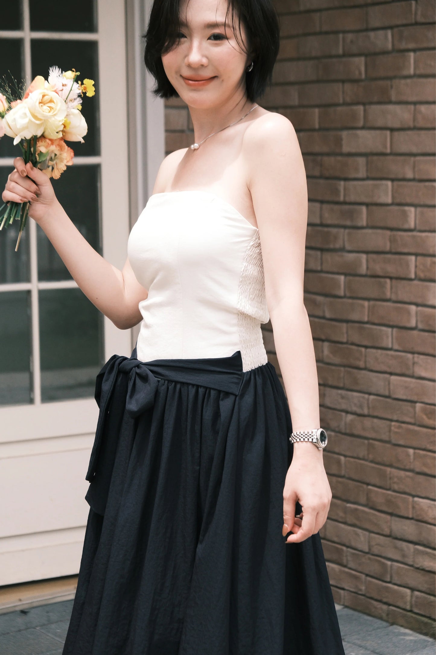 Elara Strapless Midi Dress