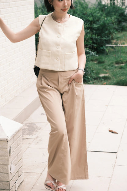 Soleil Draped Wide-Leg Trousers