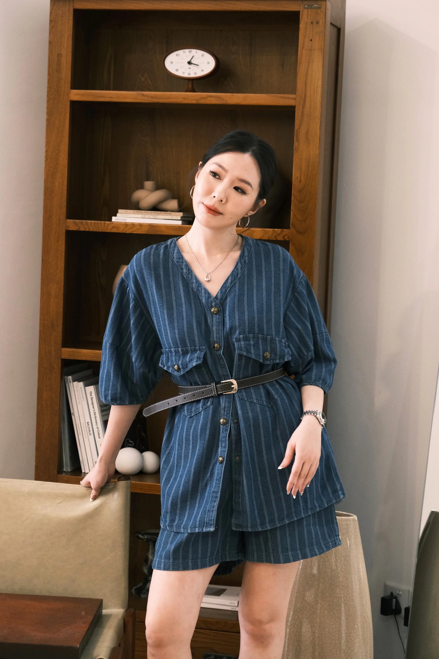 Noiré Textured Denim Two-Piece Set