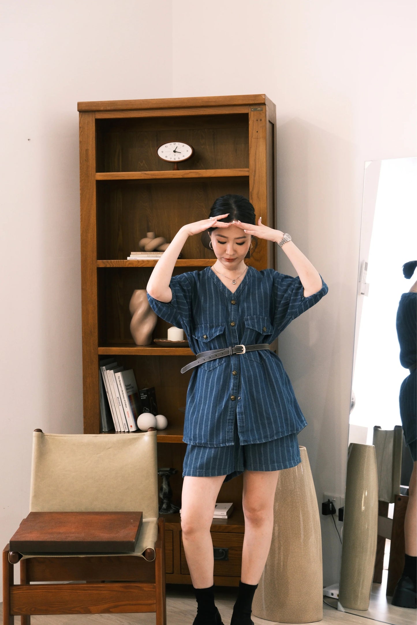 Noiré Textured Denim Two-Piece Set