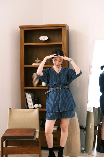 Noiré Textured Denim Two-Piece Set