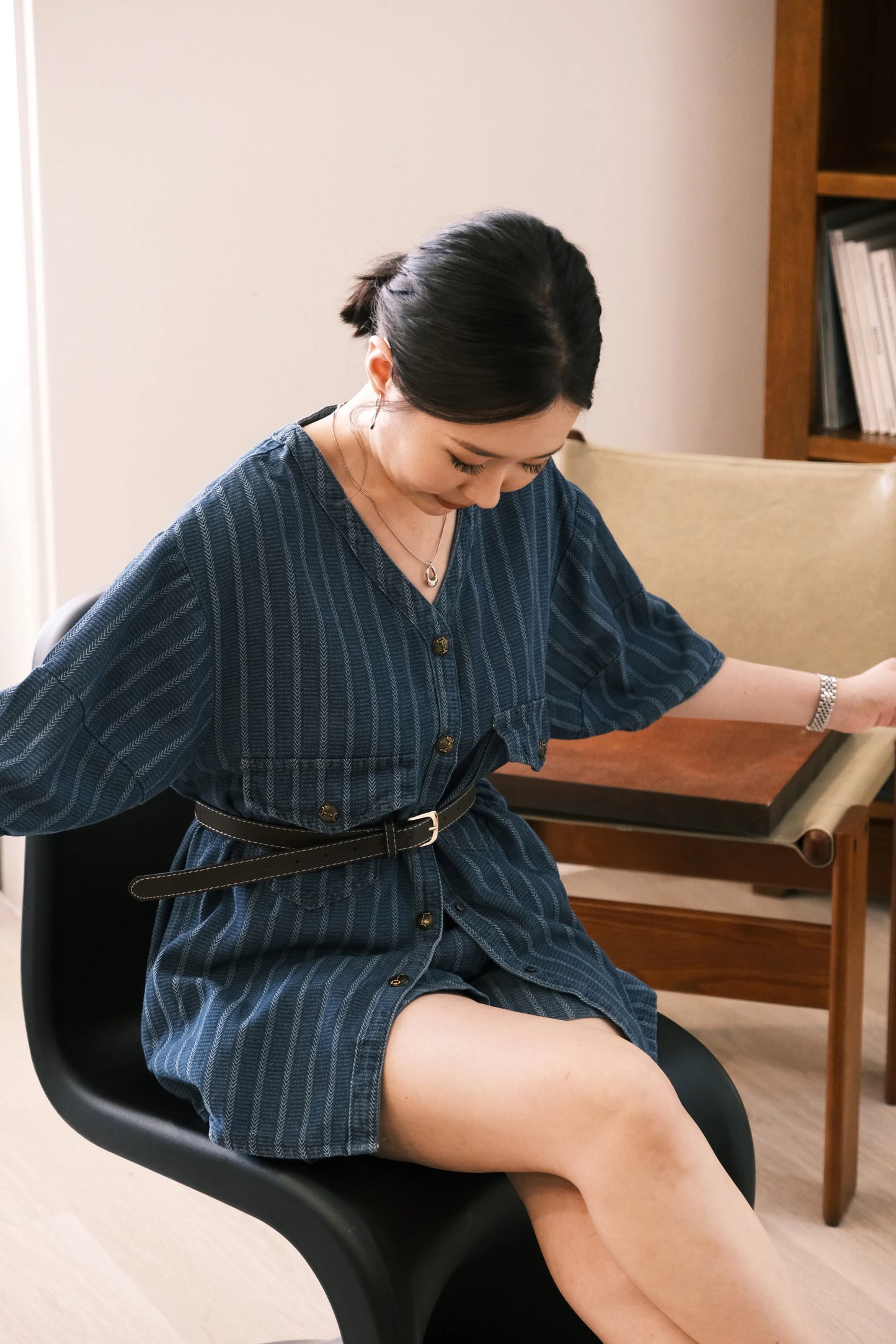 Noiré Textured Denim Two-Piece Set
