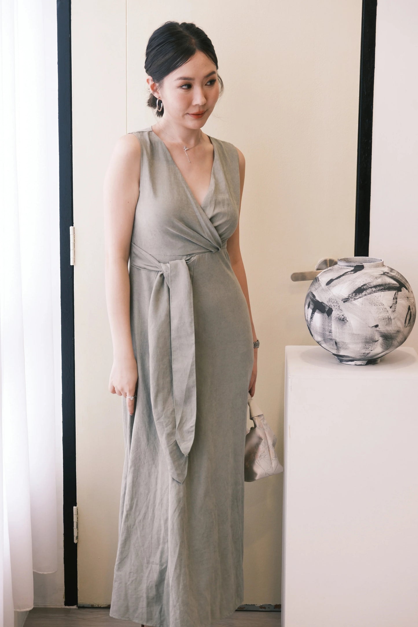 Seren Draped Maxi Dress In Green