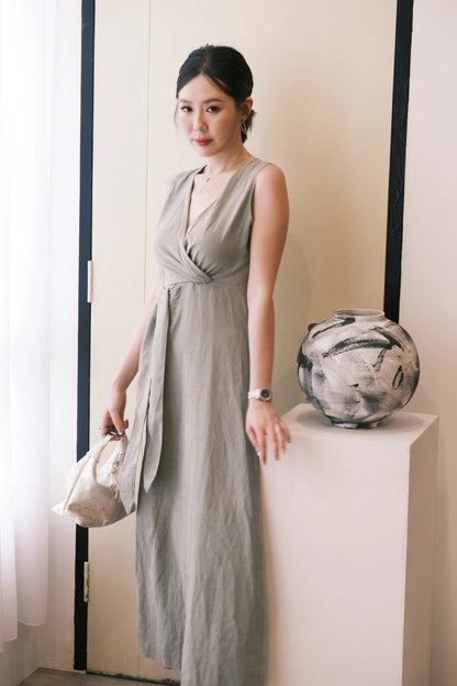Seren Draped Maxi Dress In Green