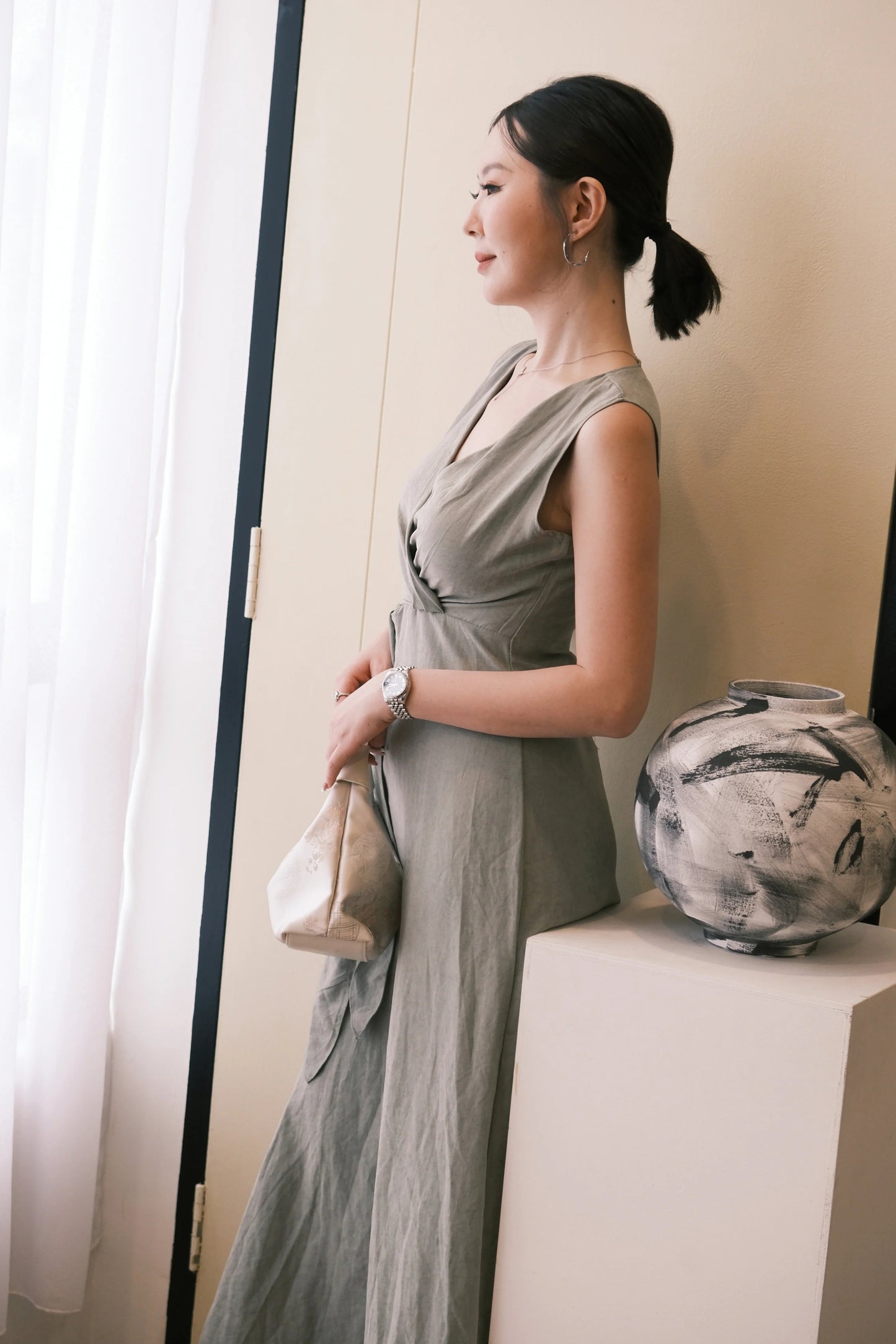 Seren Draped Maxi Dress In Green