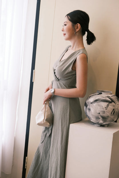 Seren Draped Maxi Dress In Green