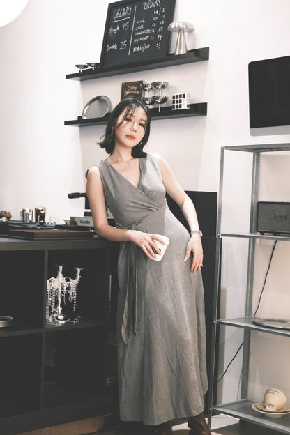 Seren Draped Maxi Dress In Grey
