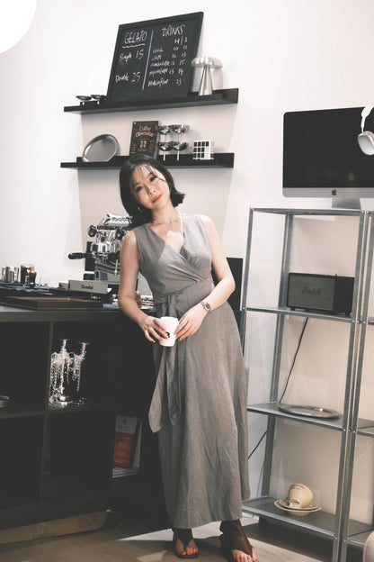 Seren Draped Maxi Dress In Grey