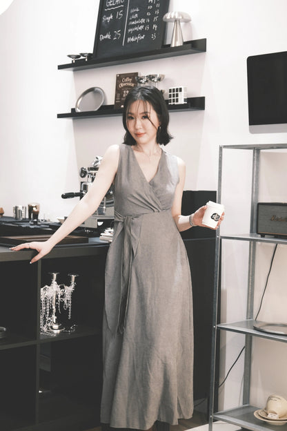 Seren Draped Maxi Dress In Grey