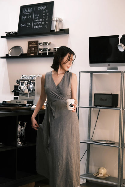 Seren Draped Maxi Dress In Grey