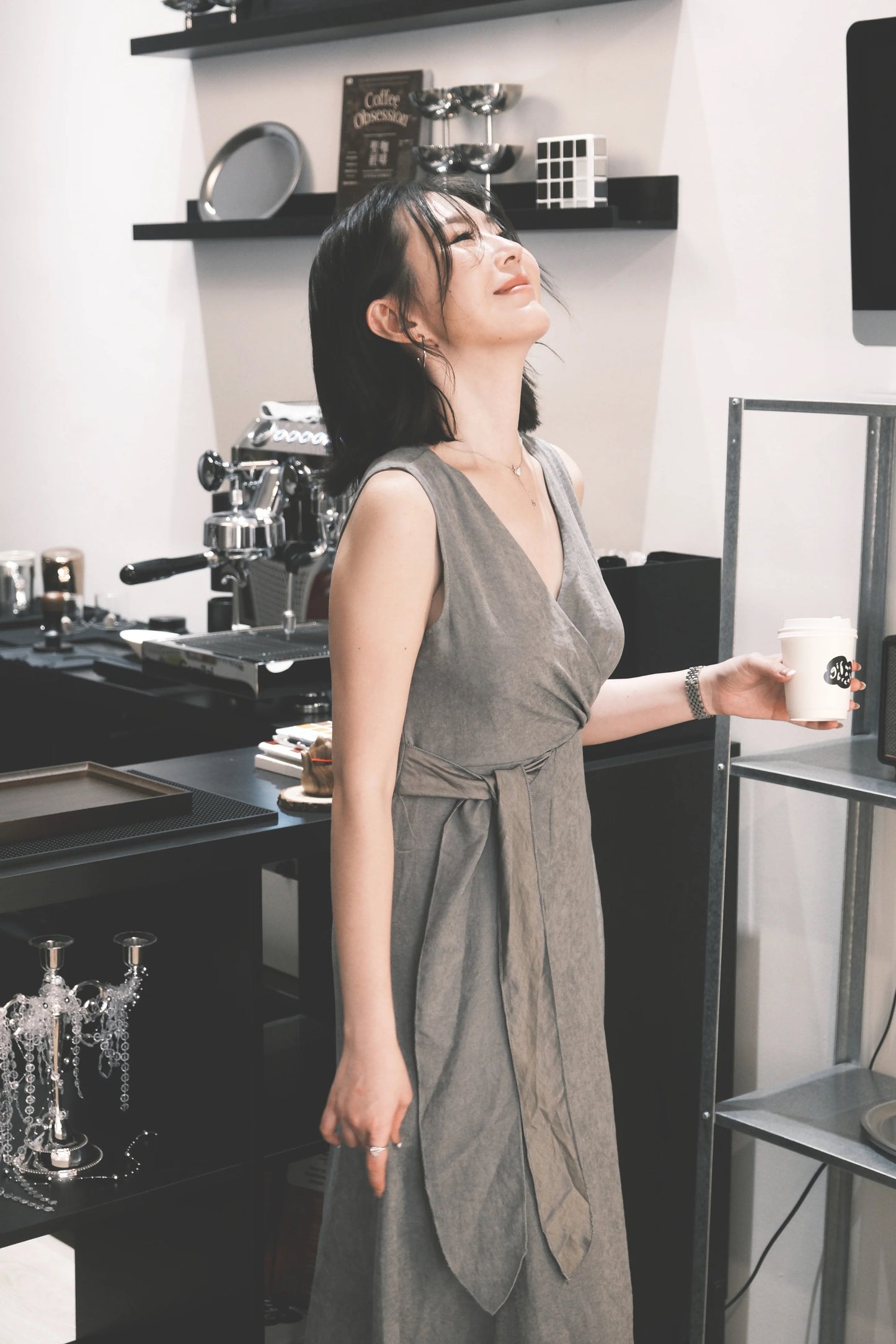 Seren Draped Maxi Dress In Grey