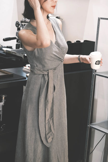Seren Draped Maxi Dress In Grey