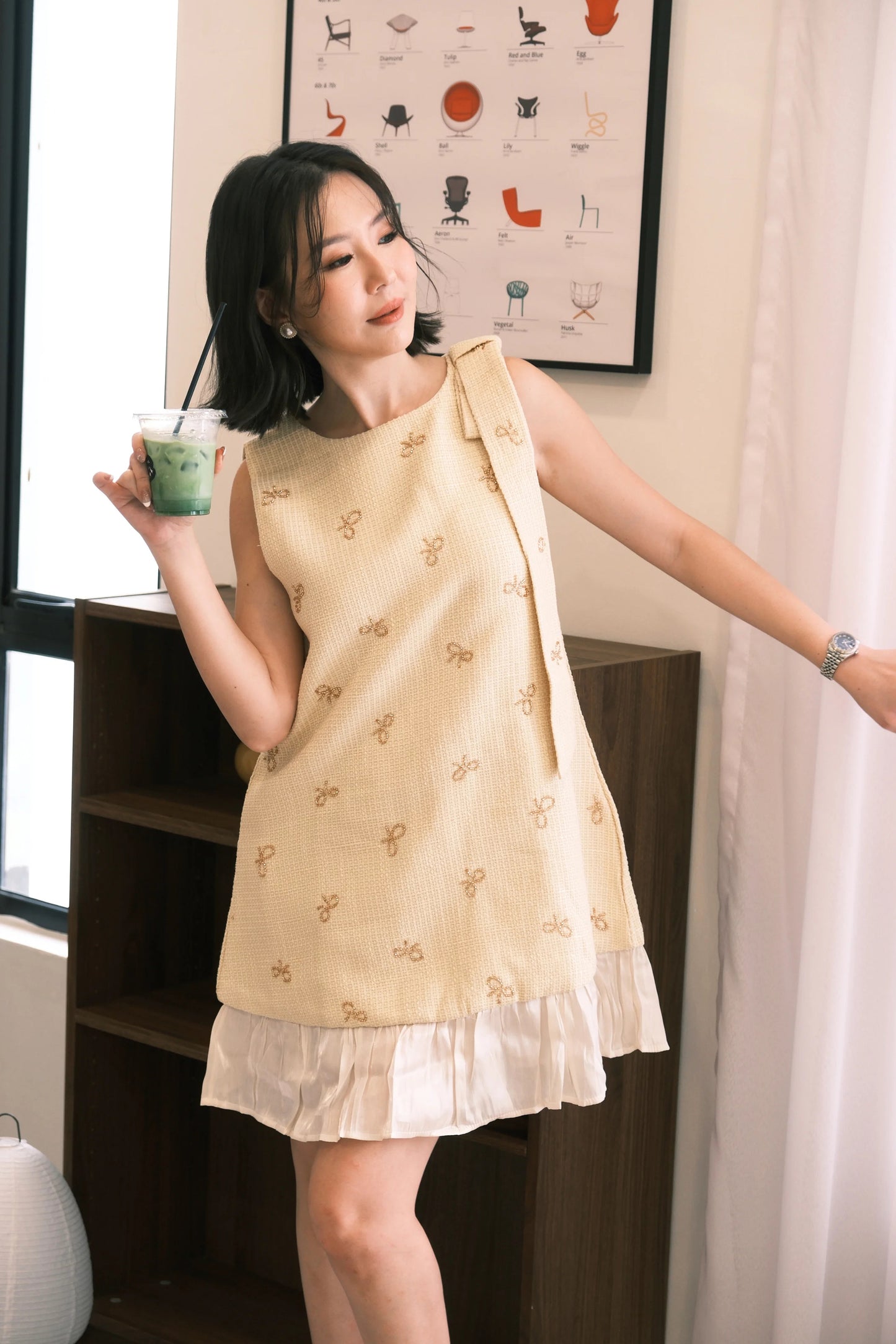 Liora Ribbon Tweed Mini Dress