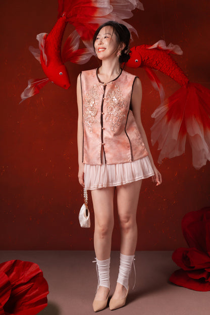 Juliette Pleated Mini Skirt in Blush Pink