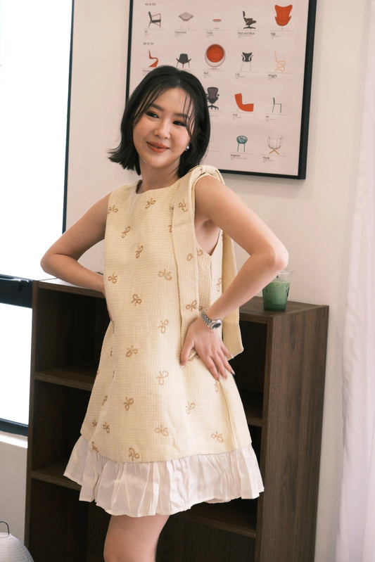 Liora Ribbon Tweed Mini Dress