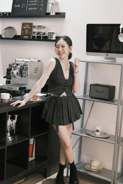 Valerie Pinstripe Vest Set