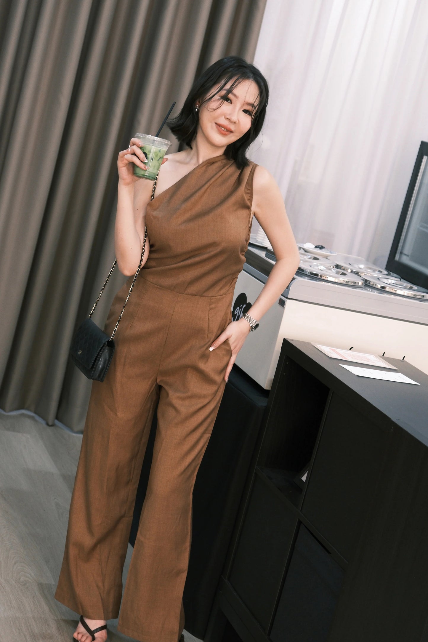 Clémence Luxe One-Shoulder Jumpsuit