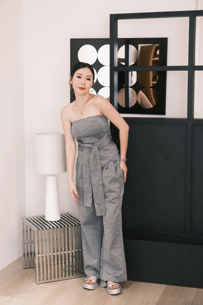Celine Tie-Waist Jumpsuit Set