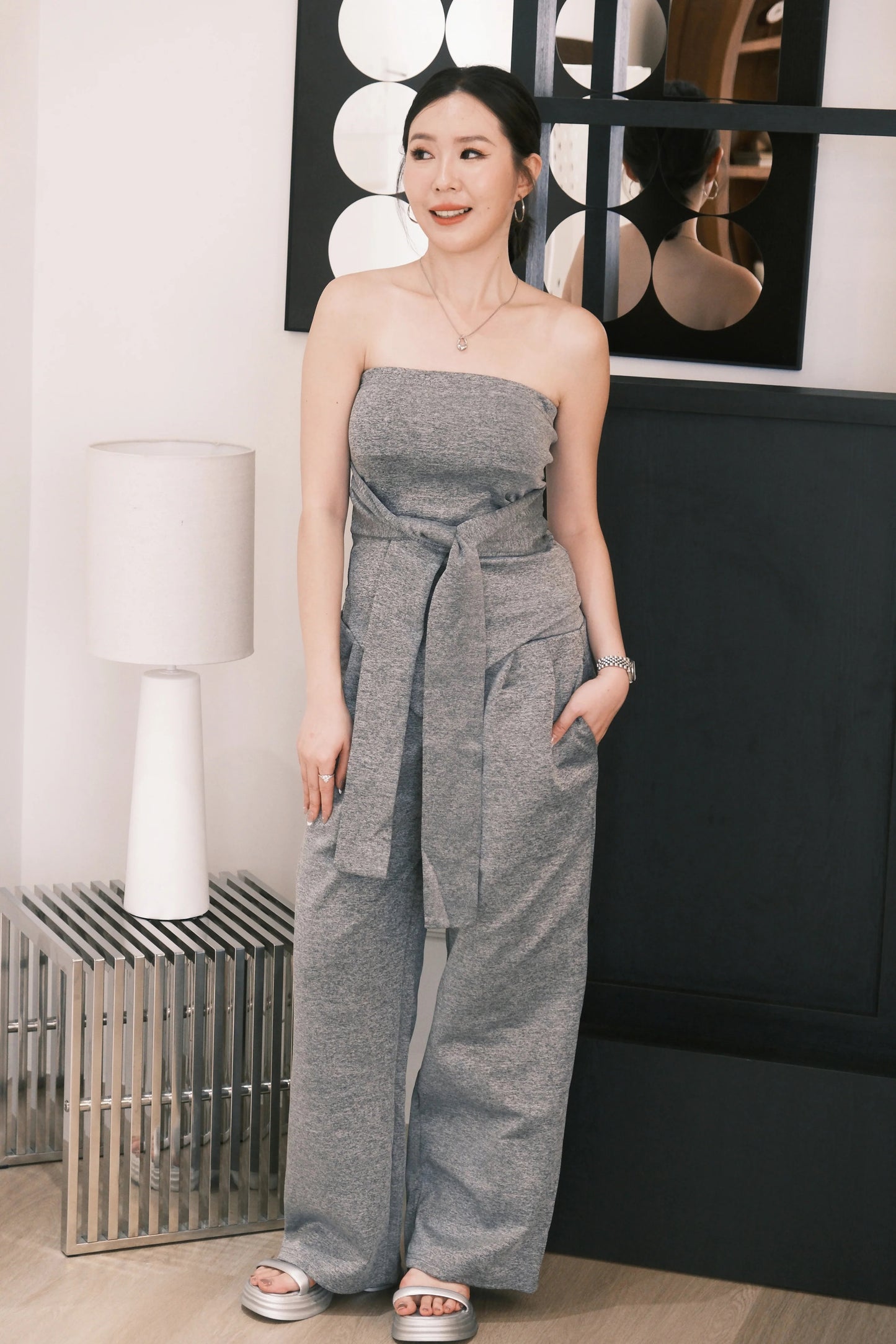 Celine Tie-Waist Jumpsuit Set