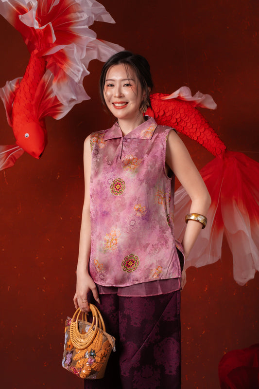 Eliana Medallion Sleeveless Top in Lavender