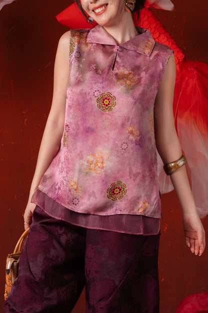 Eliana Medallion Sleeveless Top in Lavender