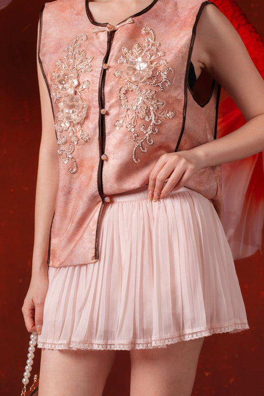 Juliette Pleated Mini Skirt in Blush Pink
