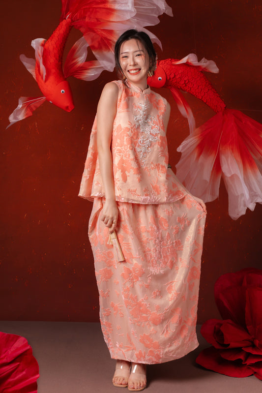 Celia Blossom Maxi Skirt in Blush Pink